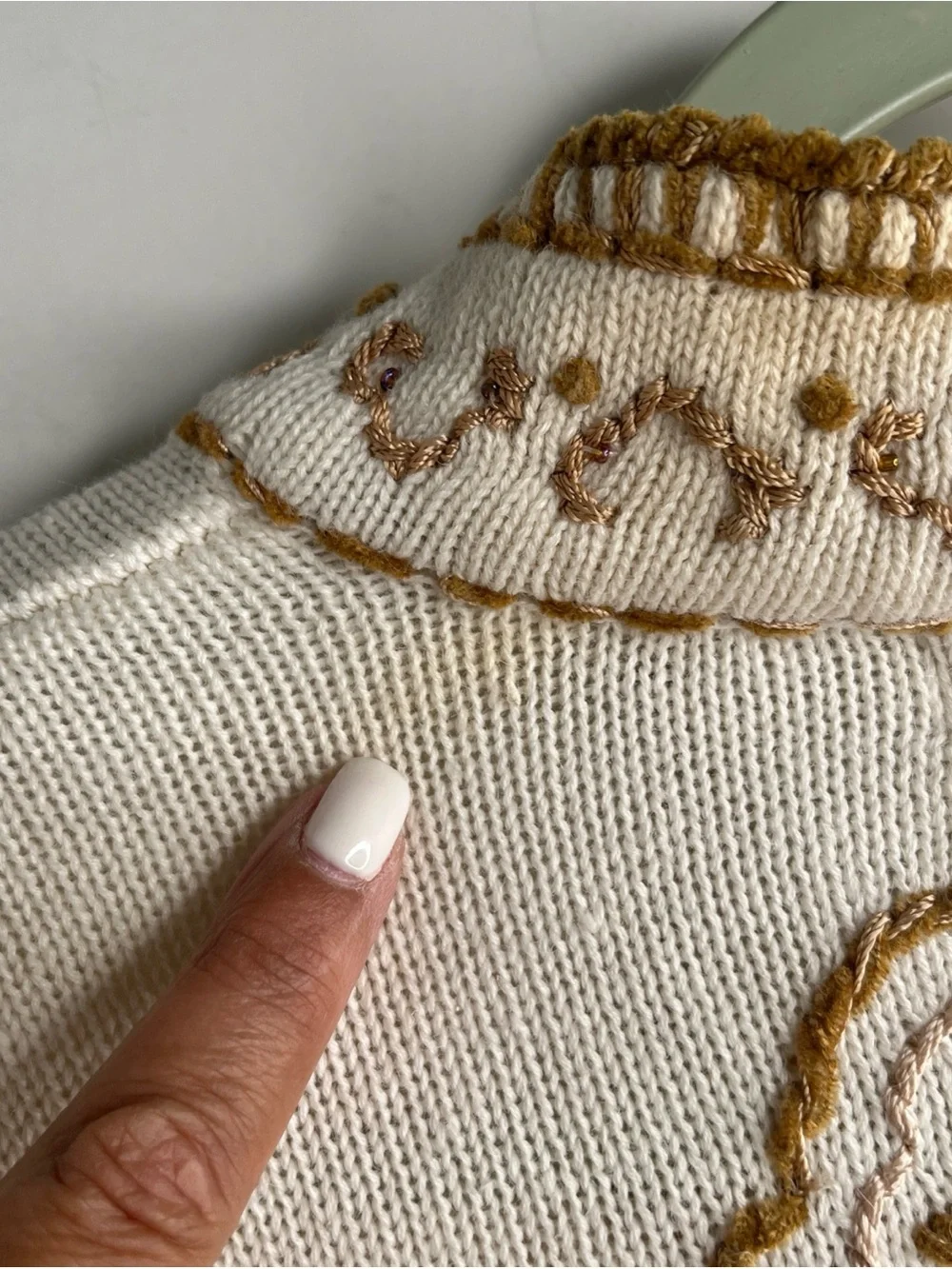 NWT Coldwater Creek Cardigan Embroidered Sz M Cream Gold Boho CottageCore Artsy